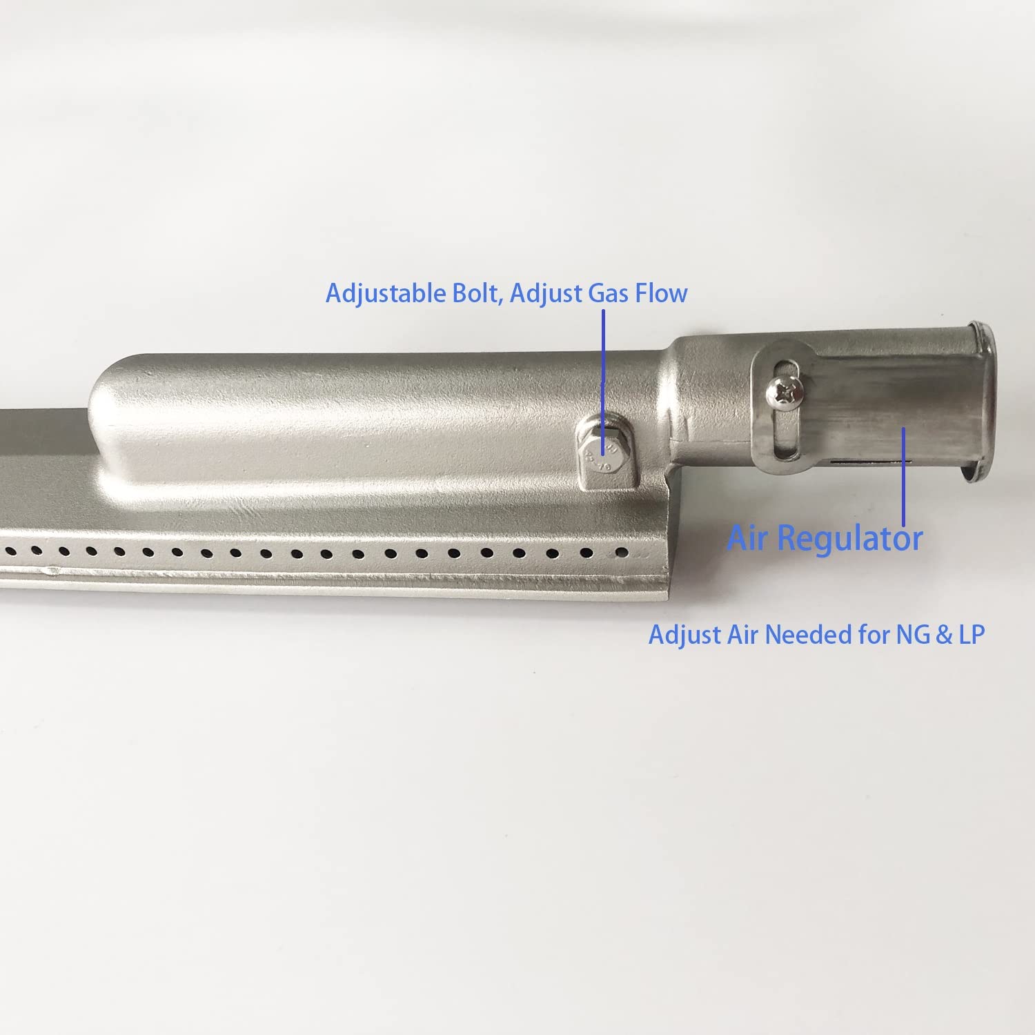 GRILLJOB Heavy Duty Cast Stainless Steel 304 BBQ Burner Replacement, 16-1/8"