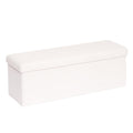 Bonlife White Boucle Folding Storage Ottoman Bench - 110cm Sherpa Footstool