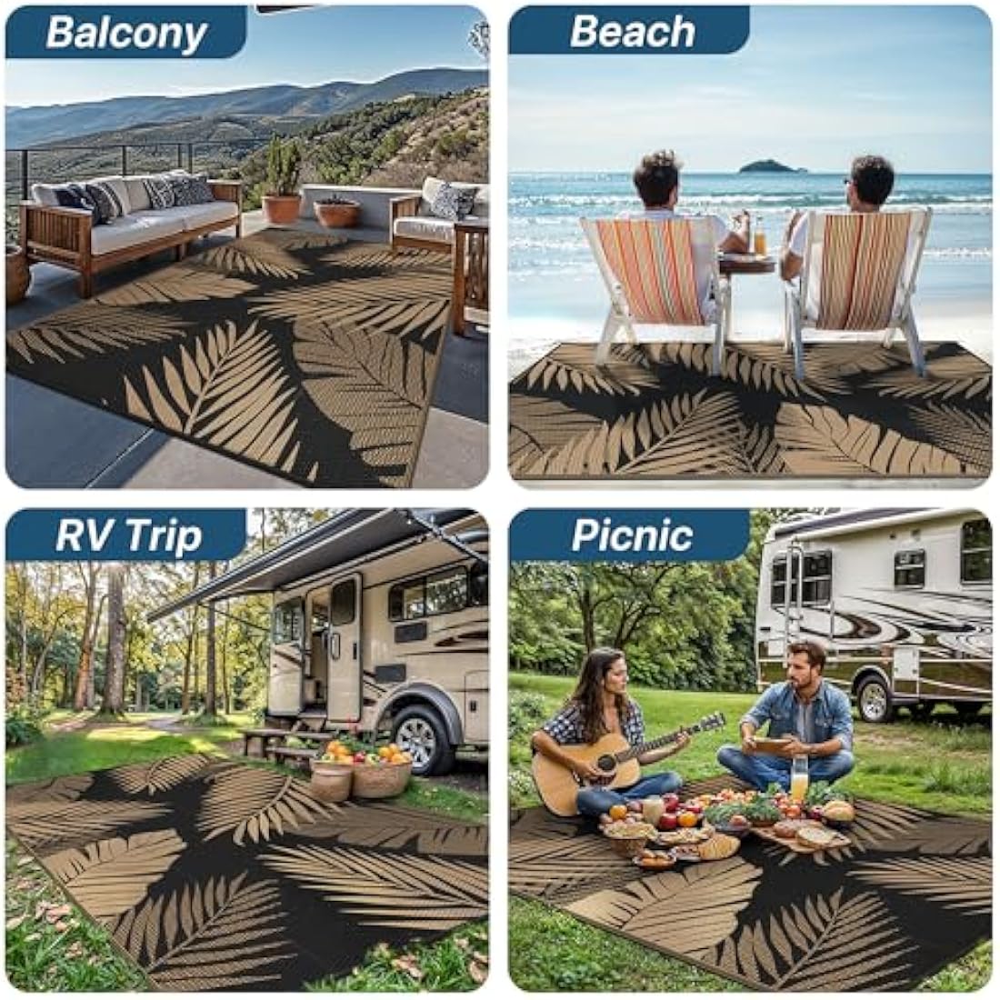 Genimo Outdoor Rug – 275x365cm Reversible Waterproof Plastic Patio Mat