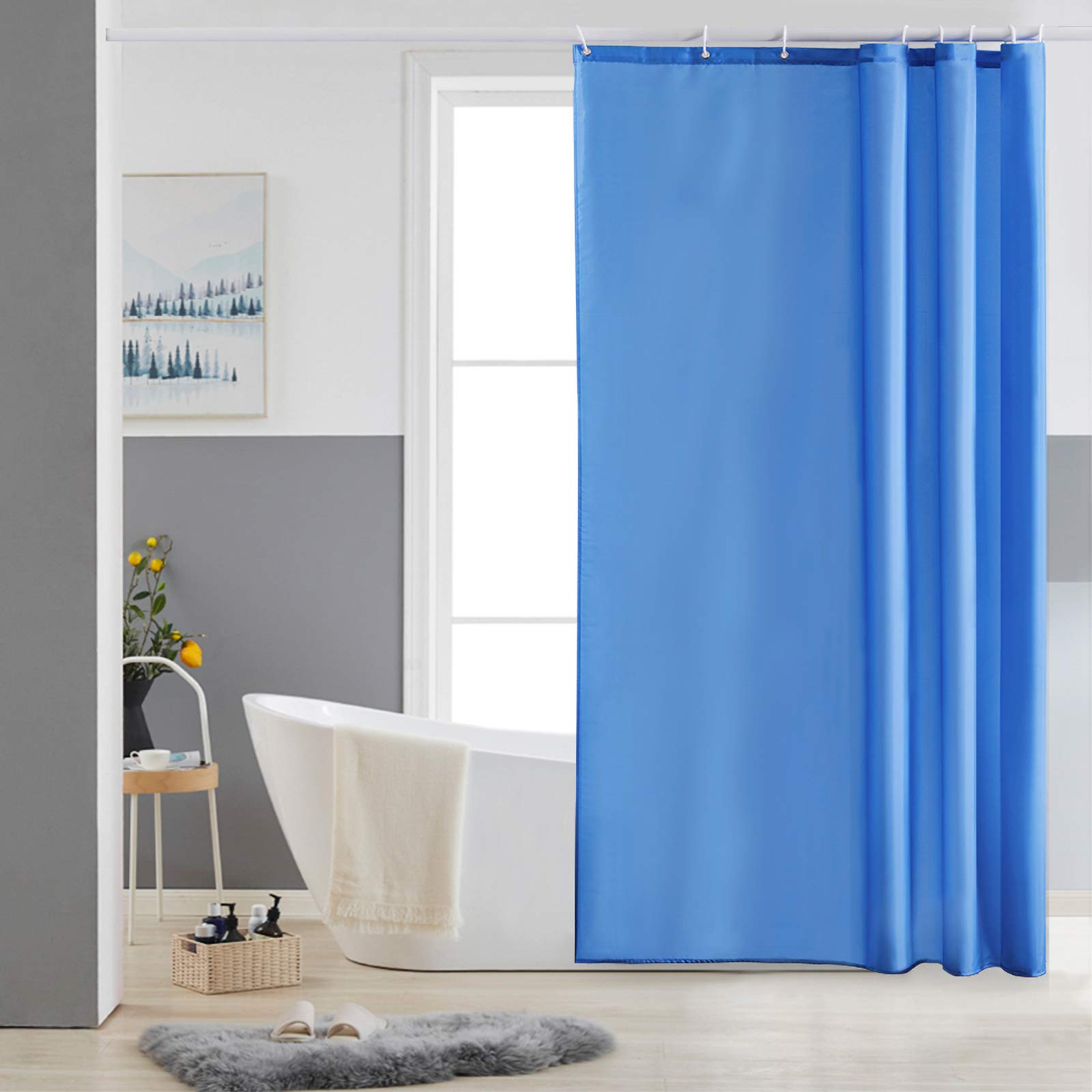 Furlinic Blue Shower Curtain | Mould Proof Weighted Polyester – 47x72"