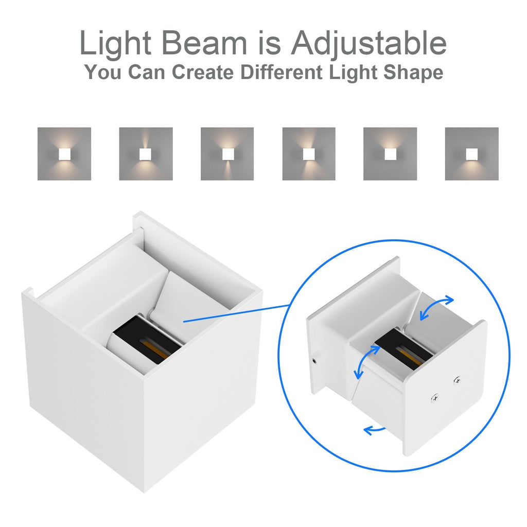 Klighten 12W LED Outdoor Wall Lamps | Adjustable Beam IP65 Waterproof - 2PK