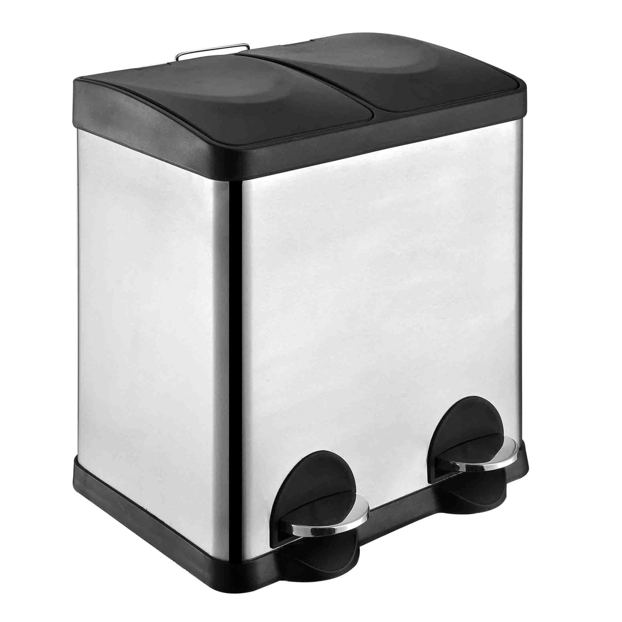 Amig RECIK2 Double Recycling Bin | 30L Stainless Steel Pedal Bin