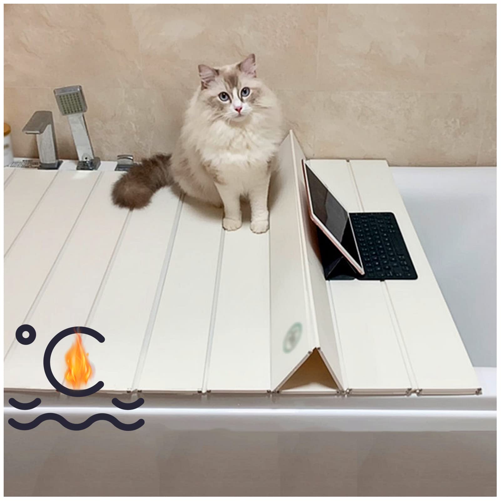 Foldable PVC Bathtub Cover - 170x70cm Insulated Bath Tray