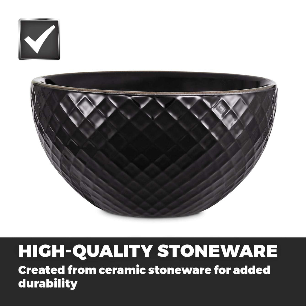 Tower Empire 16 Piece Dinnerware Set | Art Deco Stoneware - Black & Brass
