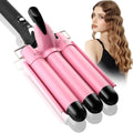Jolof Store 3 Barrel Hair Waver – 25mm Ceramic Pink Curling Iron Wand