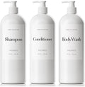 MOIIKKO 32oz Shampoo and Conditioner Dispenser Set – 3 Refillable Bottles