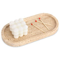 Jolof Store Natural Marble Tray | Oval Stone Vanity & Bathroom Organizer