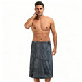 HUANYO Men's Bath Towel Wrap with Pocket – Adjustable, Super Absorbent Towel Skirt for Home, Gym, Spa, Beach & Pool Grey