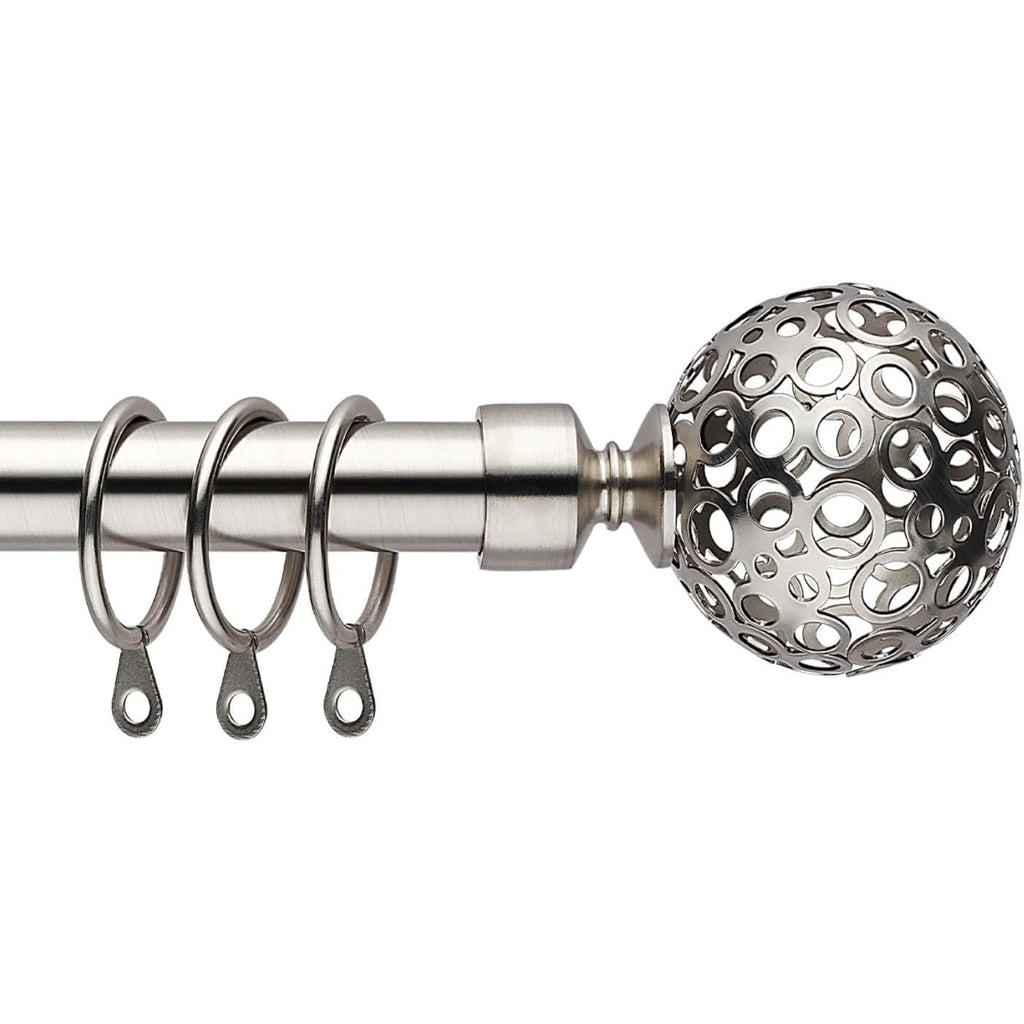 BOOM JOG Extendable Curtain Pole Set | Satin Nickel 70-210cm Rod