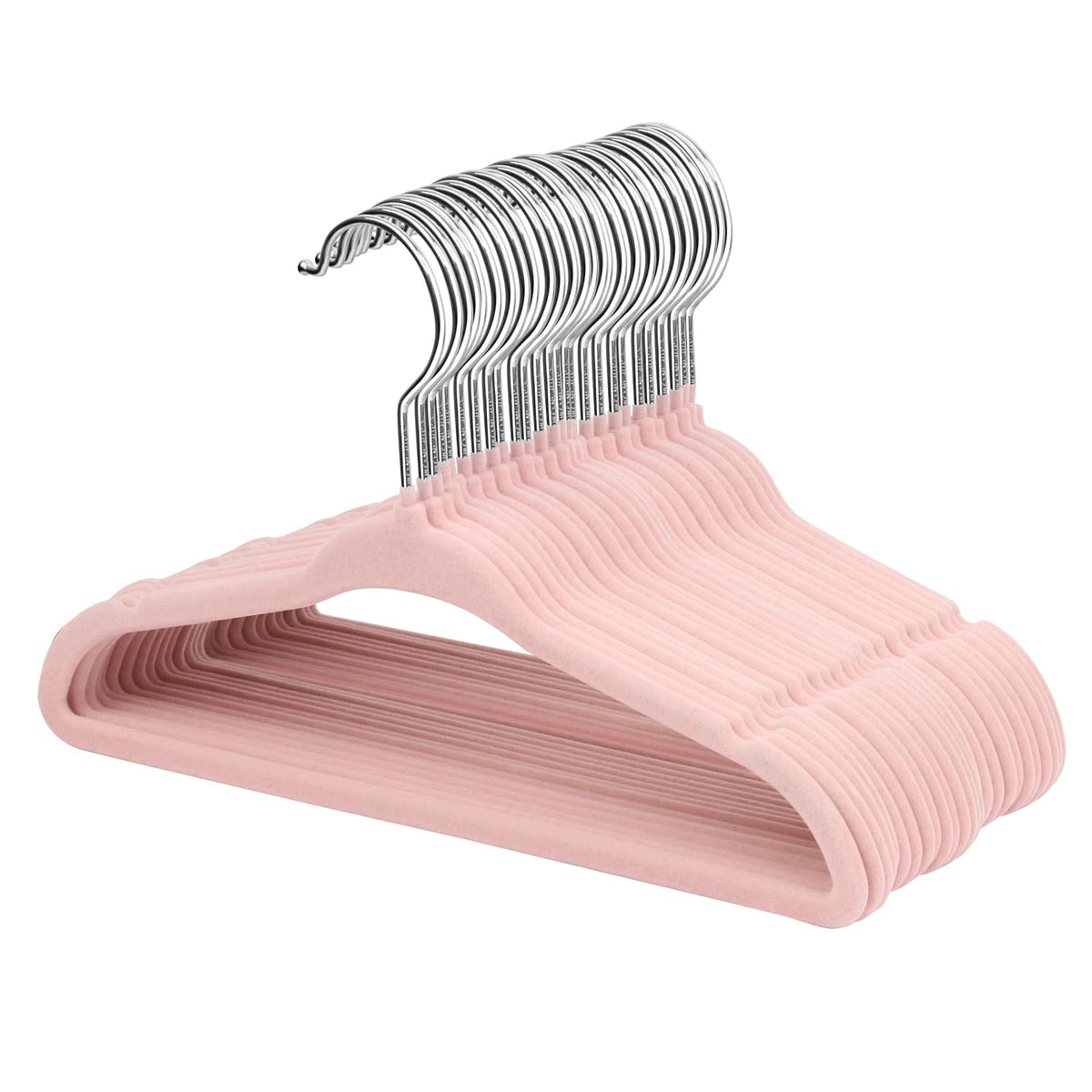 ManGotree 11" Baby Velvet Hangers Non-Slip Kids Hangers 30 Pack Light Pink - image 1