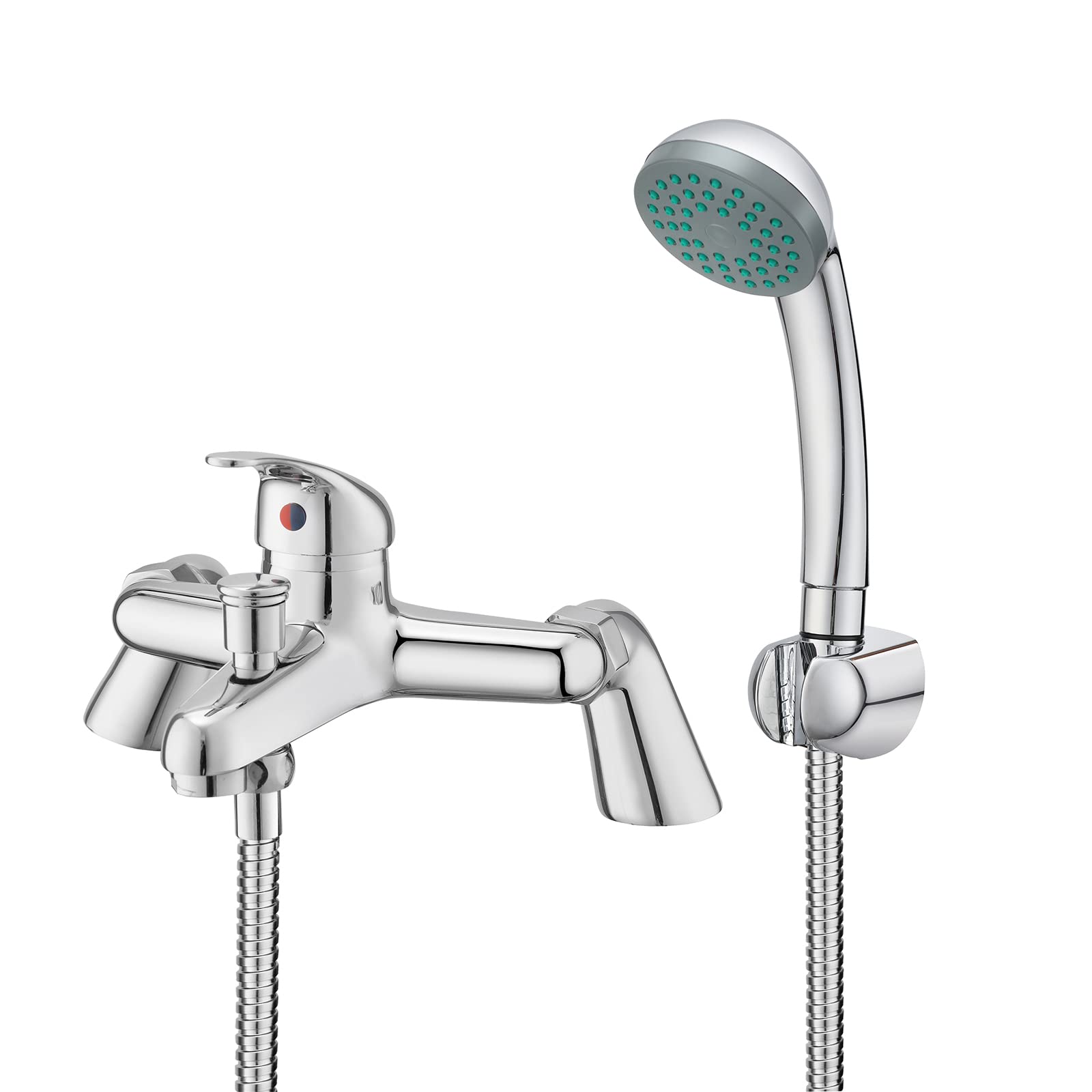 BATHWEST Chrome Brass Monobloc Bathroom Sink Tap with Shower Kit