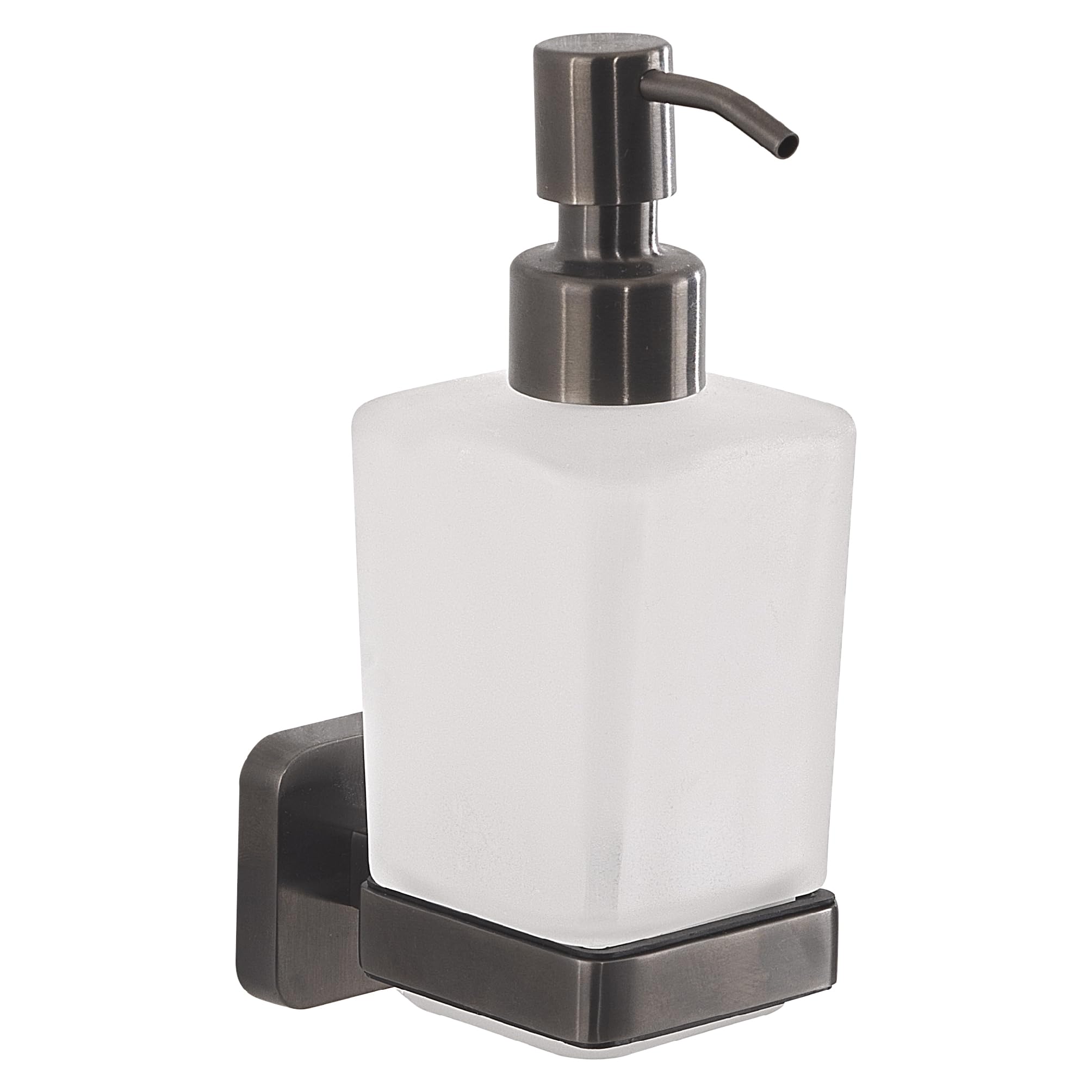 Gedy Tonga Wall Mounted Soap Dispenser | Gun Metal & Satin Glass