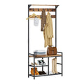 Industrial Coat Rack Freestanding Hall Tree 33"x12"x71.5" Rustic Brown - image 1