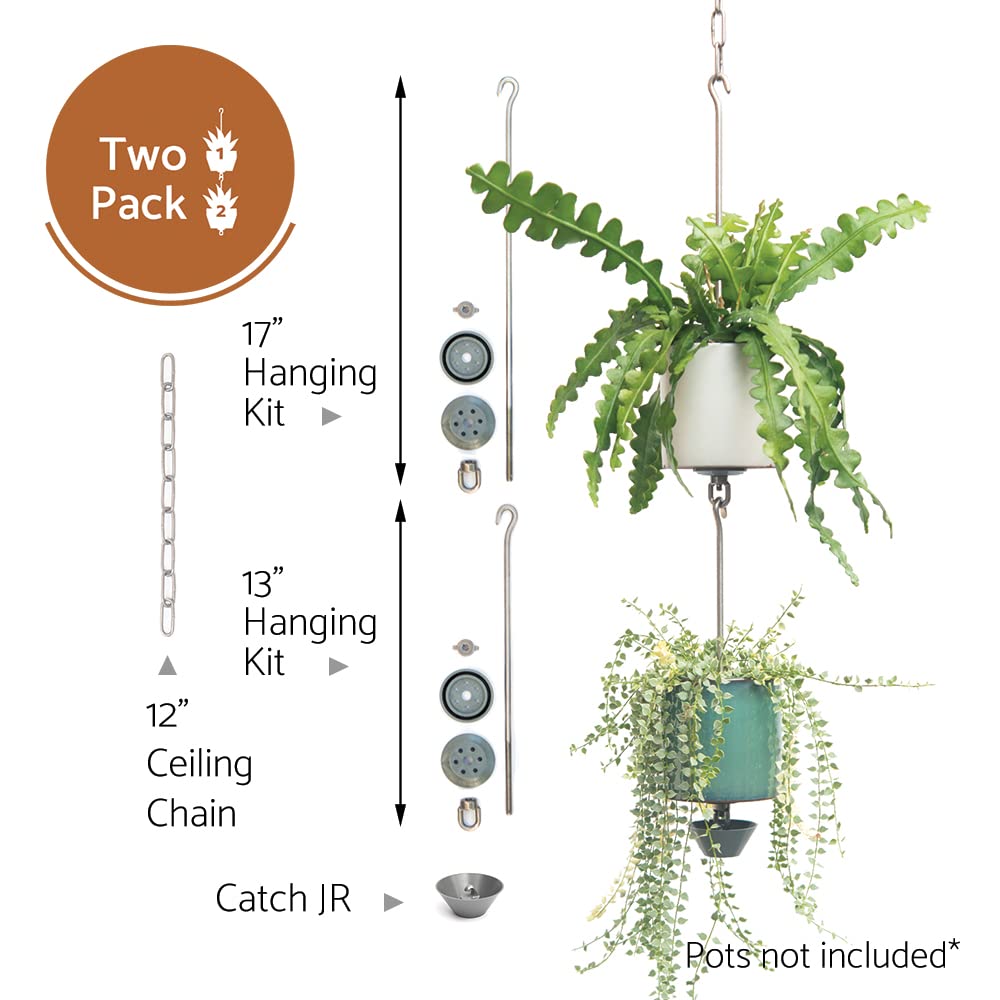 SkyPots Vertical Garden Pot Hanger Kit - 2 Pack Stainless Steel Hooks