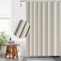 Funria EVA Shower Curtain – Waterproof Beige Bathroom Liner with 12 Hooks