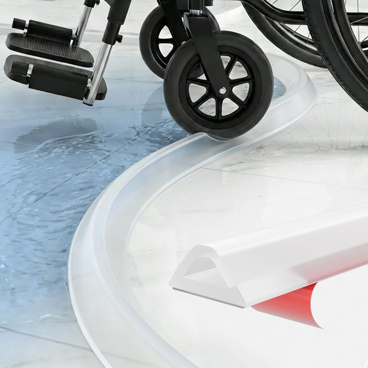 Nayotaa Wet Room Floor Barrier Flexible Water Barrier 250cm Transparent - Leakproof Shower and Sink Seal