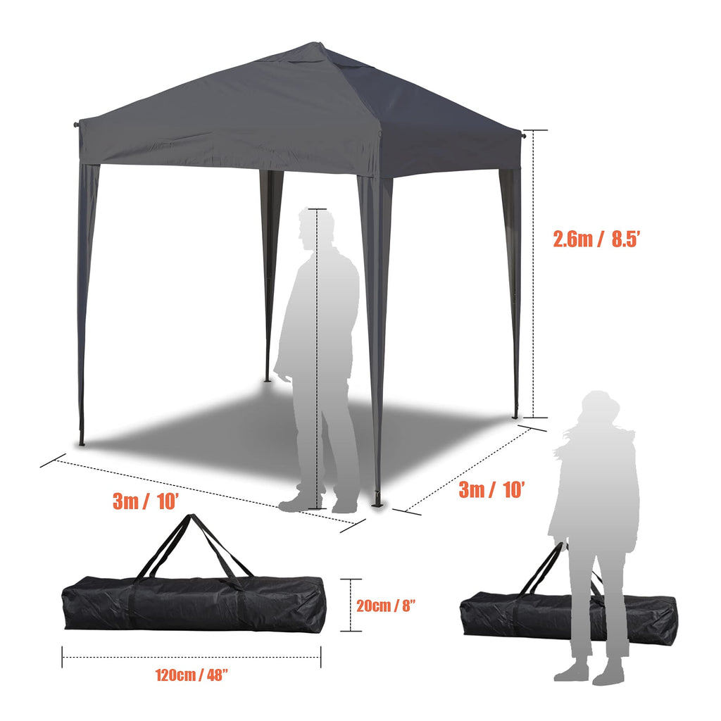 SANHENG Pop Up Gazebo – 3x3m Heavy Duty Waterproof Outdoor Canopy, Grey