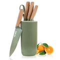 Jolof Store 6-Piece Stainless Steel Chef Knife Set with Block – Green