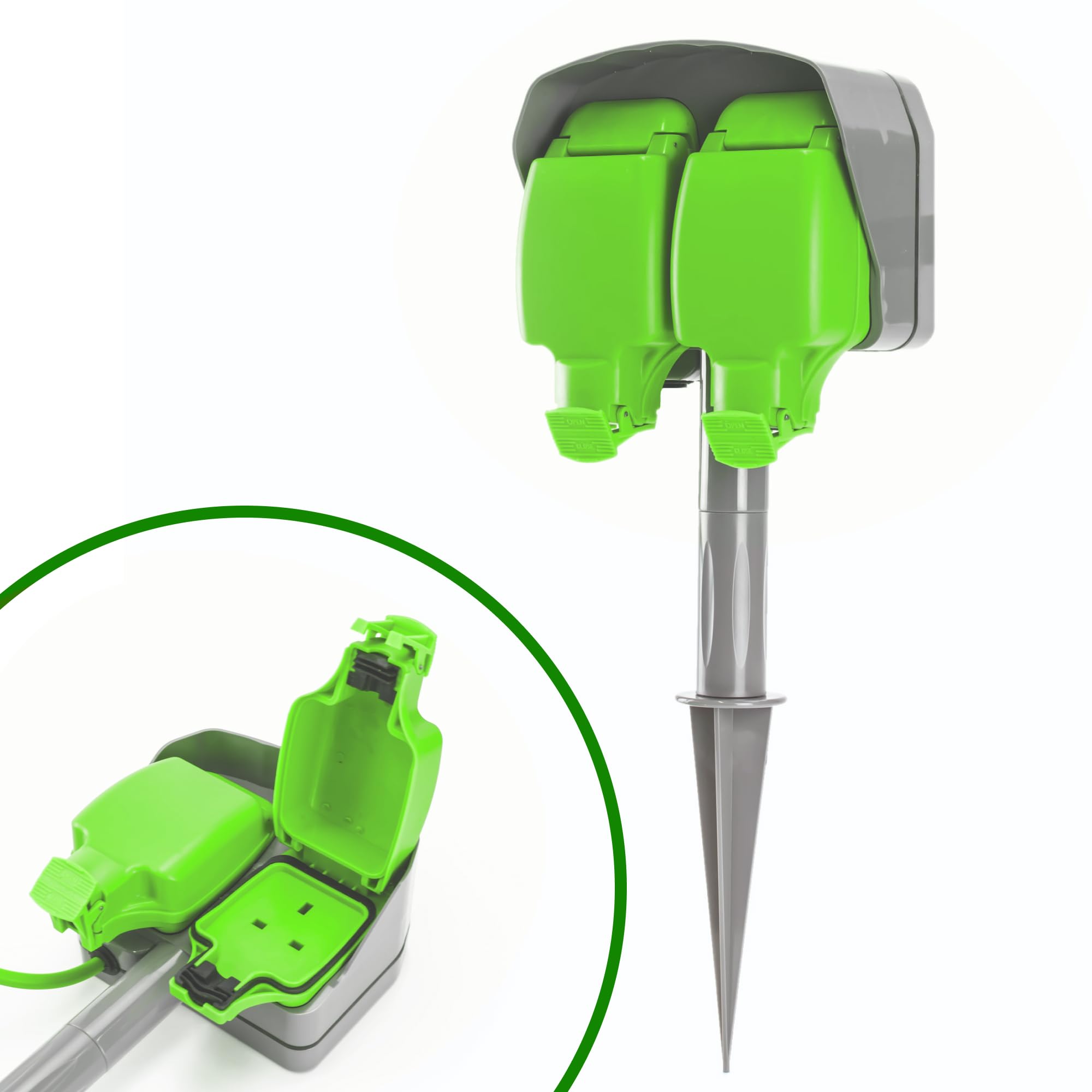 Garden Spike Socket | 15m Waterproof Outdoor Extension Lead