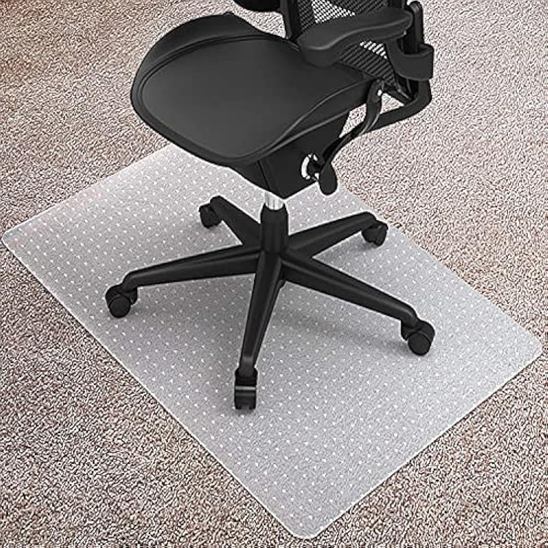 Jolof Store PVC Chair Mat for Carpet – 75x120cm Clear Studded Floor Mat