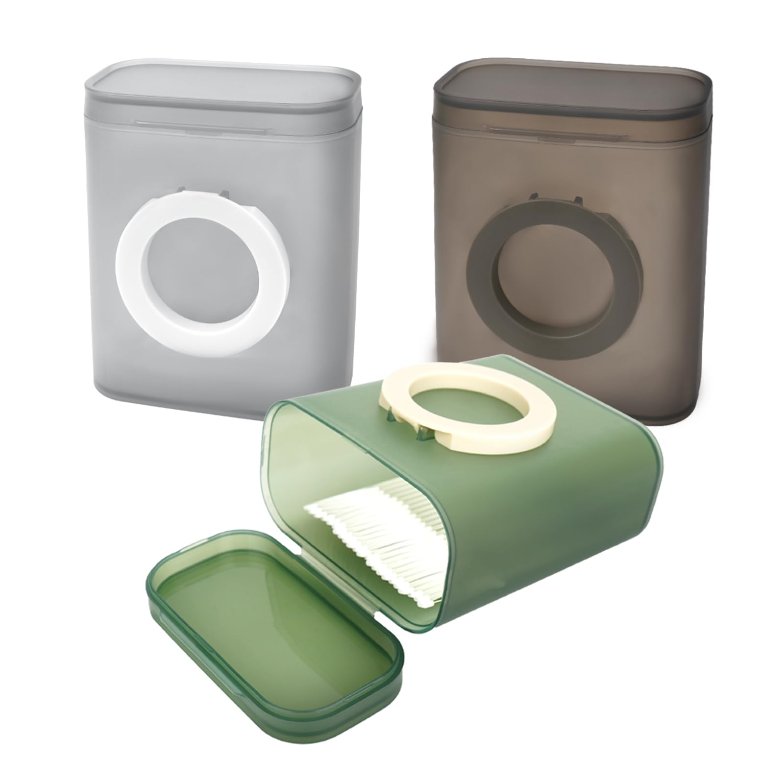 Adorila 3-Pack Portable Qtip Holder & Hair Tie Organizer with Lid