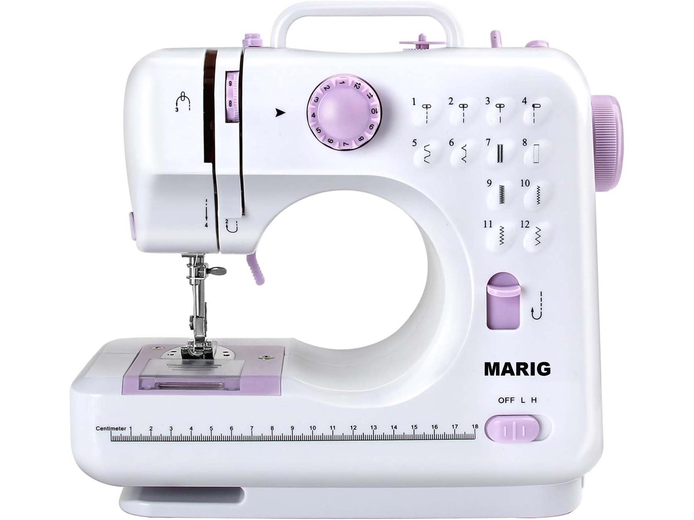 MARIG Portable Mini Sewing Machine | 12 Stitches & 2 Speeds | Purple