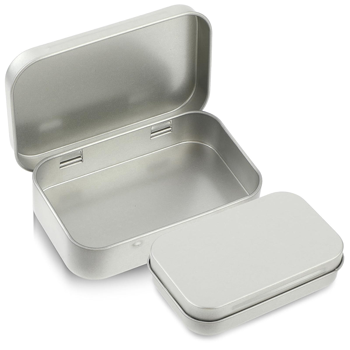 Ouligay Small Metal Tins with Lids - Rectangular Empty Hinged Tins for Candies, Key, Earring, Jewelry Silver - image 1