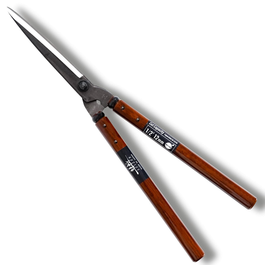 SUIZAN Japanese Hedge Shears – 575mm Steel Clippers with Oak Handle