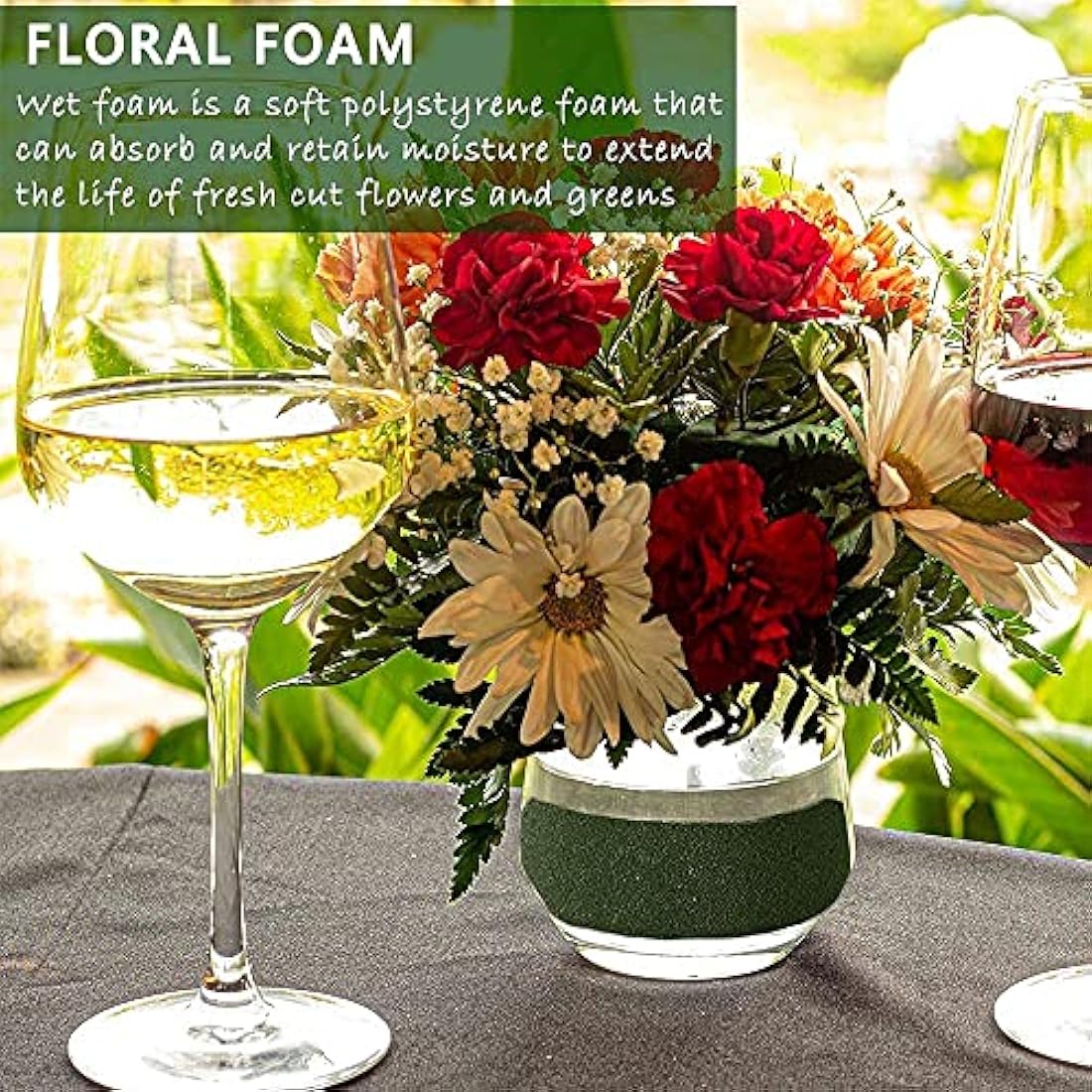 Jolof Store Round Floral Foam Blocks – 15Pcs Green Flower Sponge Set
