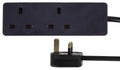 Pro Elec 2 Gang Mains Extension Lead | 7.5m Cable | 13A UK Plug - Black