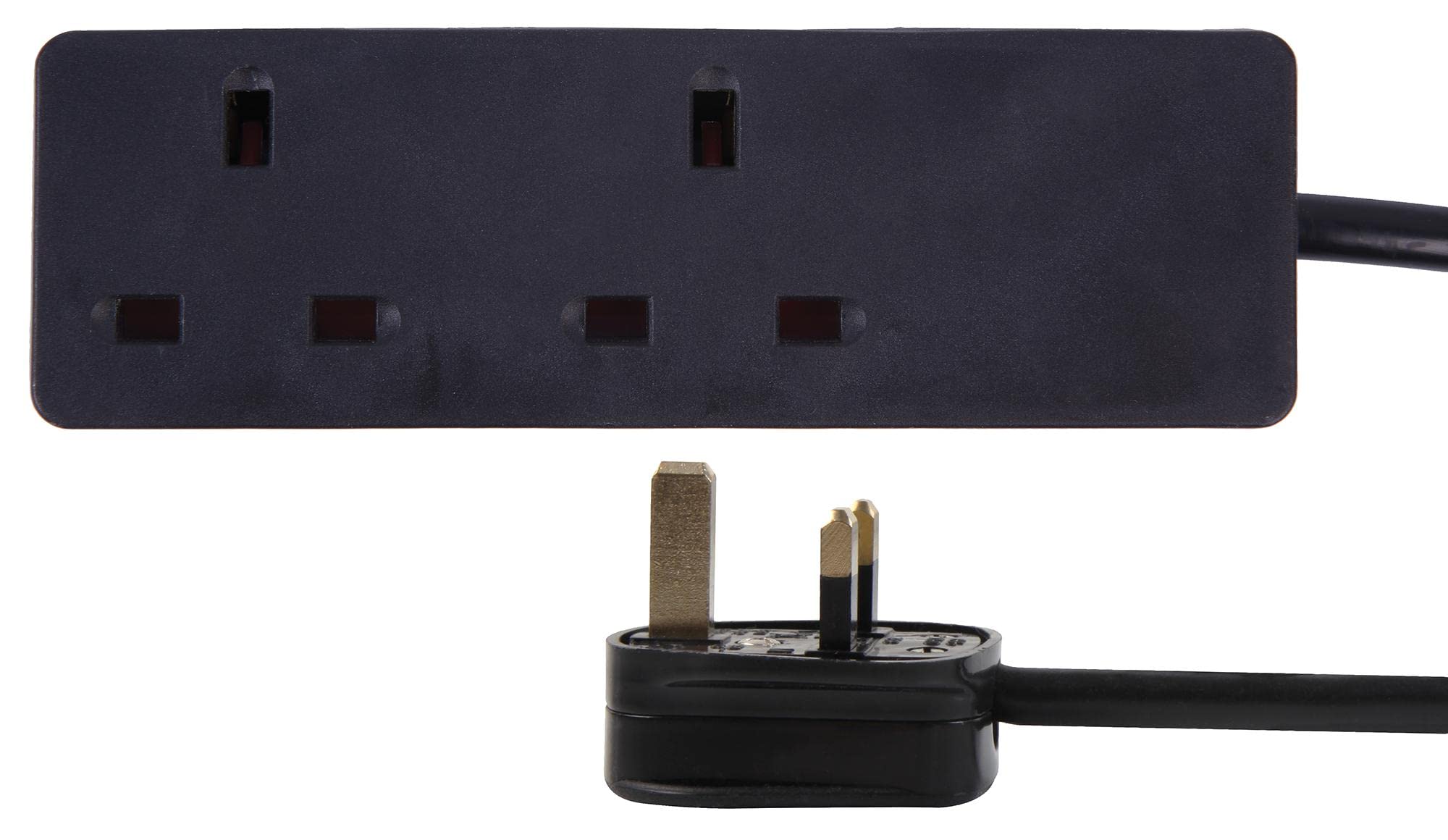 Pro Elec 2 Gang Mains Extension Lead | 7.5m Cable | 13A UK Plug - Black
