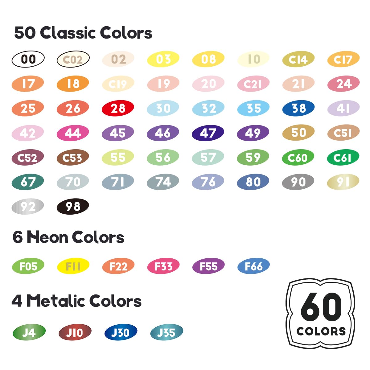 Arrtx 60 Colors Acrylic Paint Pens | Brush Tip Markers for Rock Painting