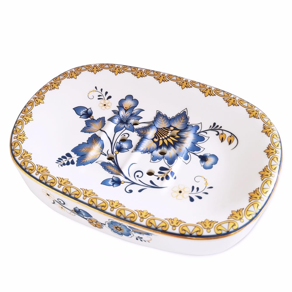Ceramic Self-Draining Soap Dish | Double-Layer Porcelain Tray