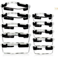 10-Pack Airtight Glass Meal Prep Containers - Black