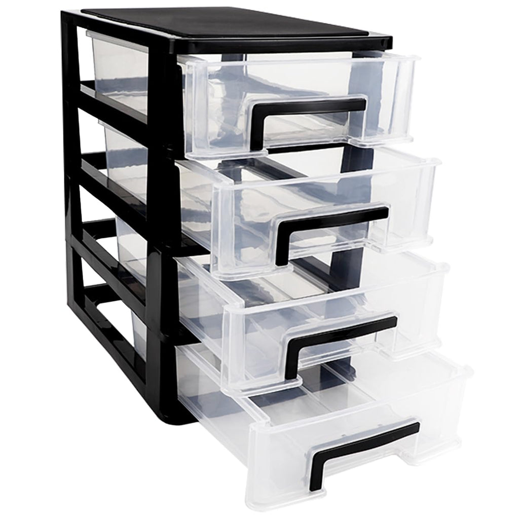 LNQ LUNIQI Plastic Desk Organizer,Desk Storage Box with 4 drawers,Makeup Organizer Sundries Storage Multifunction Storage Rack for Office School Home