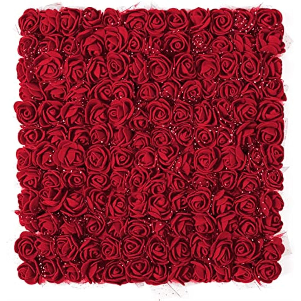 Jolof Store 144Pcs Mini Foam Roses – Dark Red Artificial Flower Heads