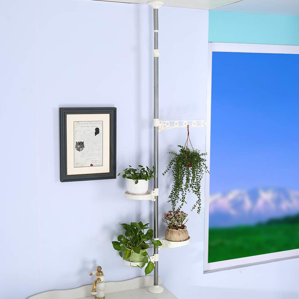 Hershii 4-Tier Tension Pole Plant Stand | Adjustable Corner Display Rack