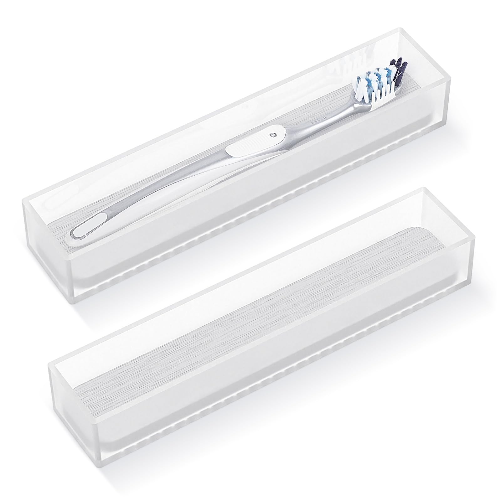 Linkidea 2-Pack Acrylic Toothbrush Holder with Diatomite Drying Stone