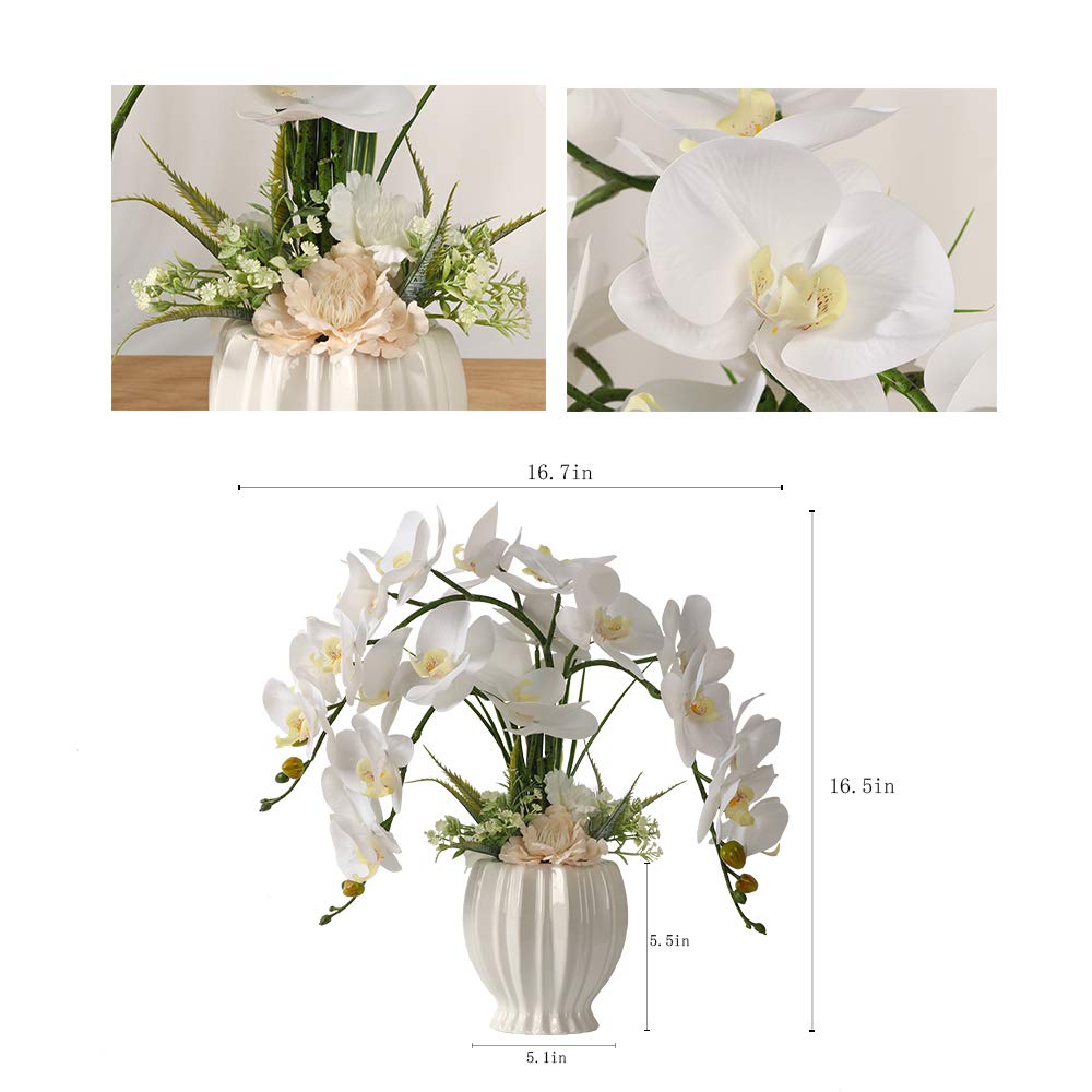 Real Touch Artificial White Orchid in Ceramic Vase - 15.5"