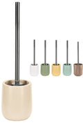 KW Luxury Beige Stoneware Toilet Brush and Holder – Dotted Pattern