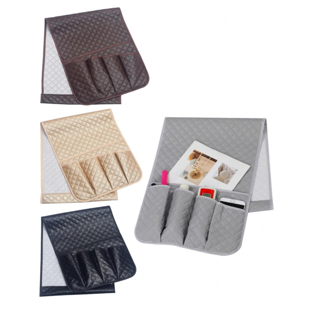 Hosoncovy PU Leather Sofa Armrest Organizer Couch Arm Storage Bag Sofa Arm Couch Caddy Anti-Spill Armrest Remote Control and Cellphone Organizer - image 4