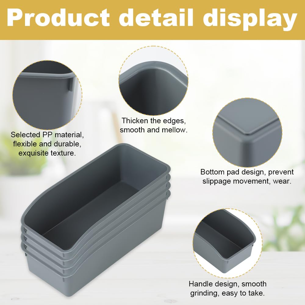 Set of 4 Storage Boxes, Storage Basket, Plastic Organiser Box - image 3