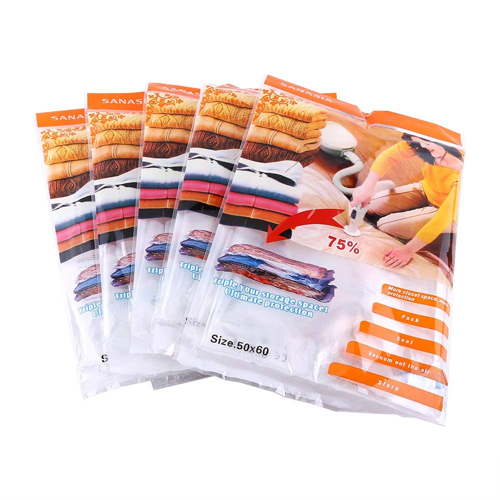 BORDSTRACT Vacuum Storage Bags Small | 50x60cm 5Pk w/Zippers | Clear PVC - image 1