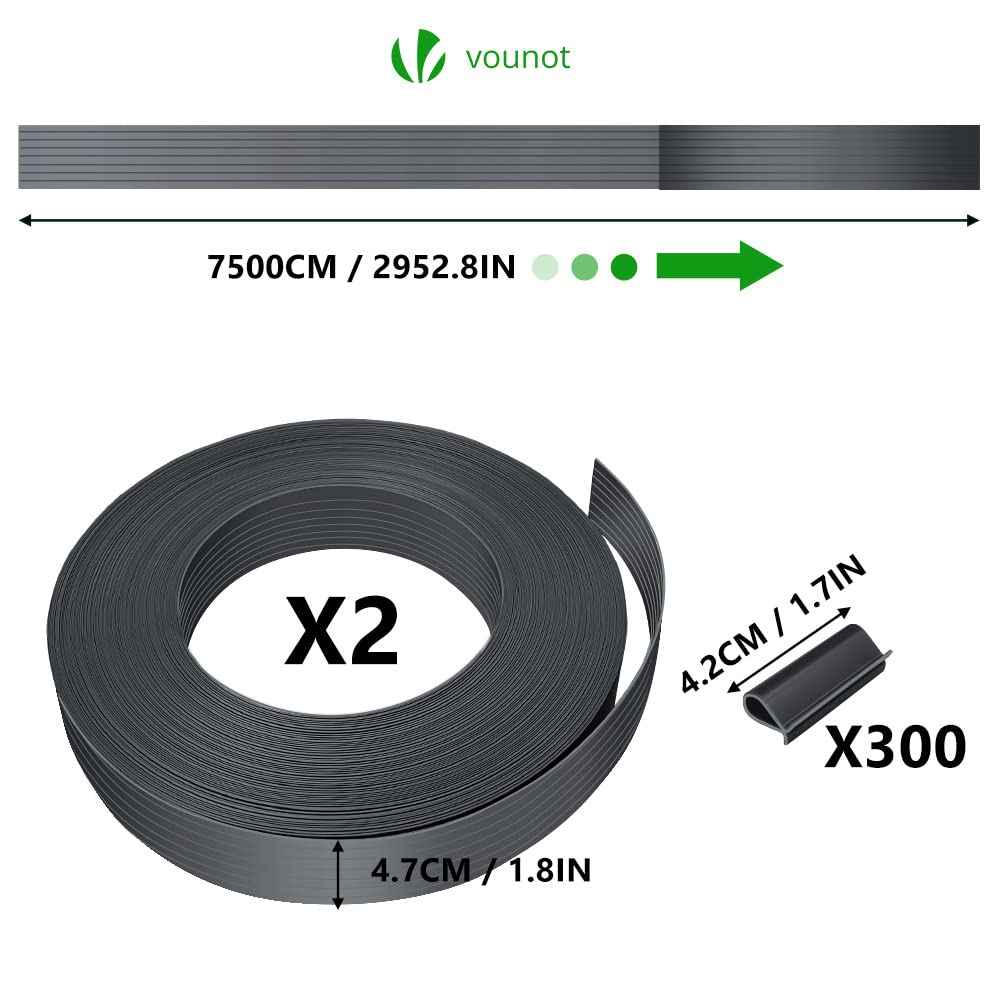 VOUNOT PVC Garden Privacy Fence Screen Strips - 150m x 4.7cm, Grey