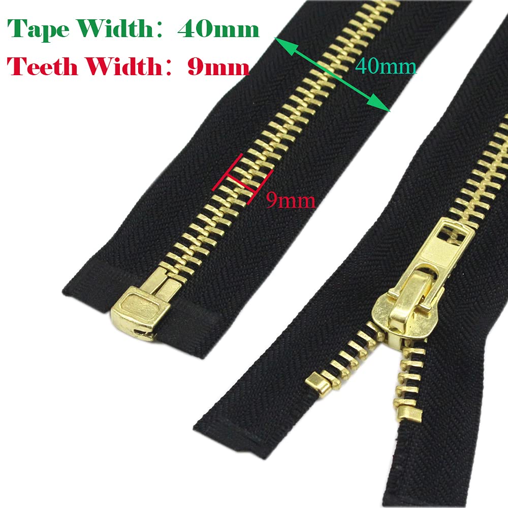 YaHoGa 48 cm #10 Large Metal Zip Separable Zip for Coat, Jacket Brass - image 2