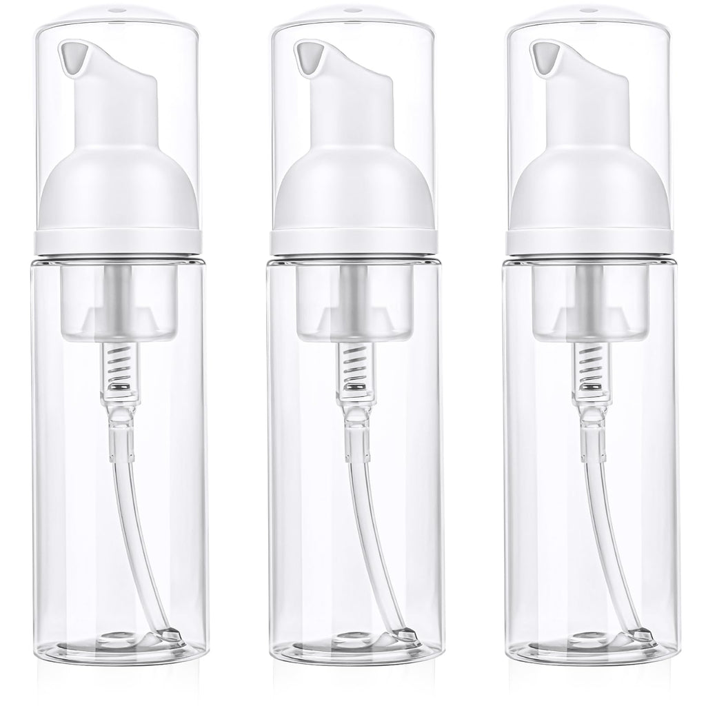 3 Pcs Travel Foam Pump Bottle, Portable 60ml / 2 oz Travel Size Pump Bottle, Empty Refillable Plastic Mousse Foam Soap Dispenser Pumps for Hand Soap