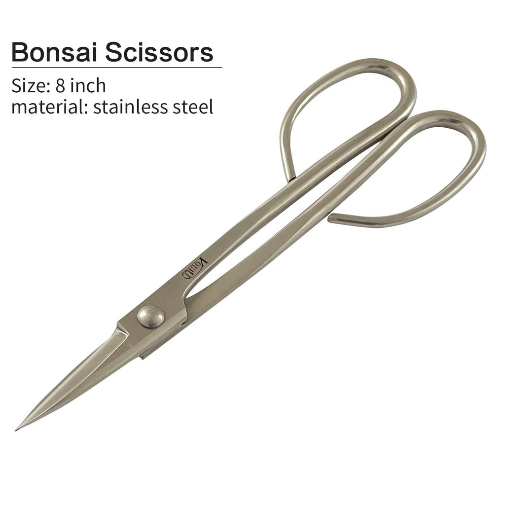 Vouiu 4-Piece 8" Stainless Steel Bonsai Tool Set with Concave Cutter