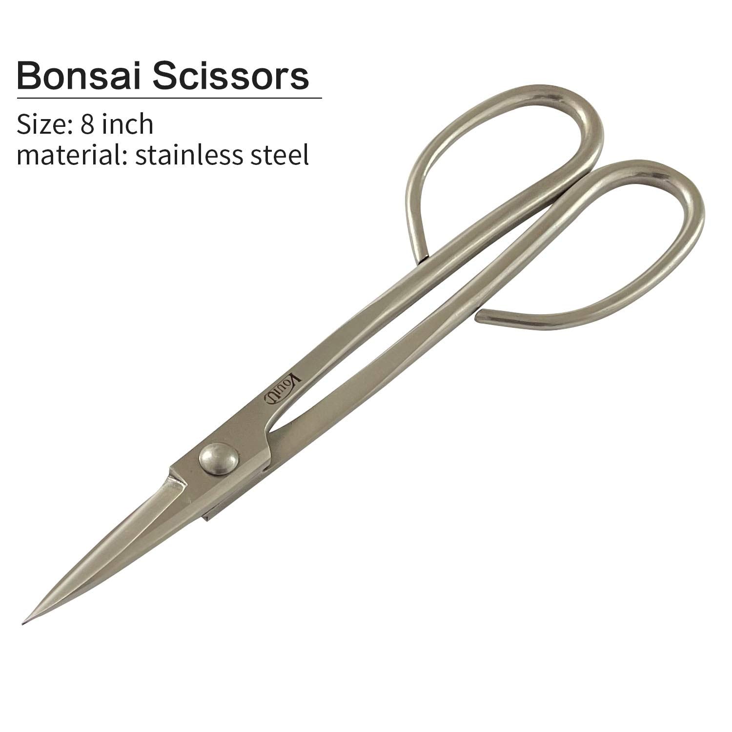 Vouiu 4-Piece 8" Stainless Steel Bonsai Tool Set with Concave Cutter