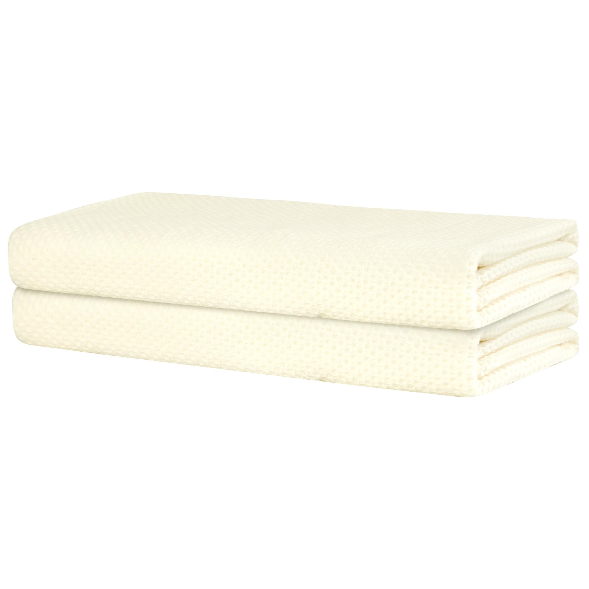 Uxcell Waffle Weave Cotton Bath Towels – 2 Pack Soft Absorbent Beige