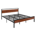 VEVOR King Size Metal Platform Bed Frame with Retro Wooden Headboard